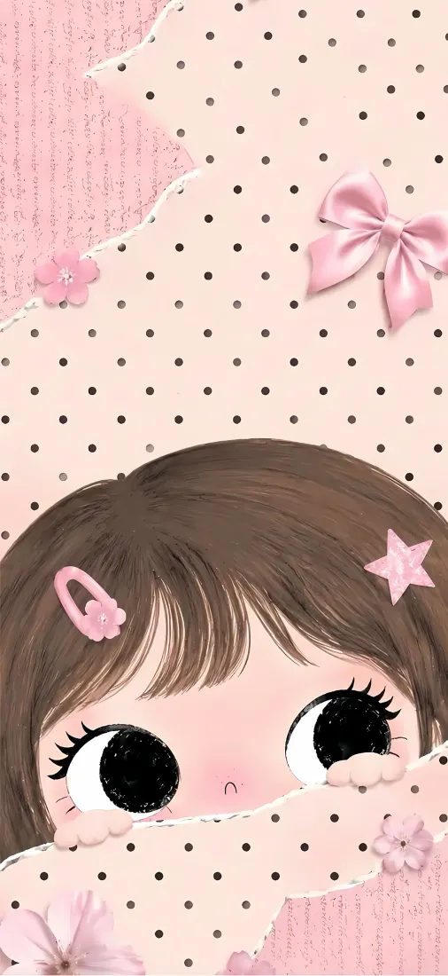 软萌女孩手机壁纸｜波点背景图片 - 可爱少女「哲风壁纸」