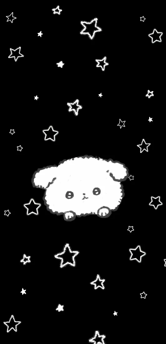 可爱小狗手机壁纸｜黑色星星背景图片 - 简约卡通「哲风壁纸」
