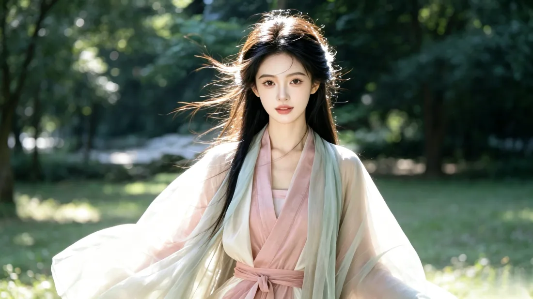 3k古风汉服美女壁纸｜林间户外草地背景图片 - 仙气氛围感「哲风壁纸」