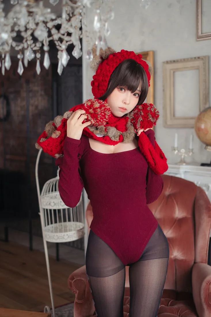 小红帽美女手机壁纸｜室内穿搭背景图片 - 性感黑丝写真「哲风壁纸」