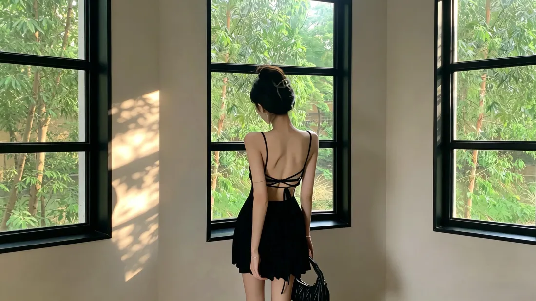3k露背少女壁纸｜窗边阳光绿植背景图片 - 森系氛围感写真「哲风壁纸」