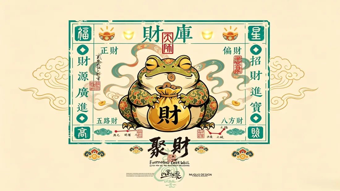 3k金蟾聚财壁纸｜国风吉祥招财背景图片 - 财源广进「哲风壁纸」