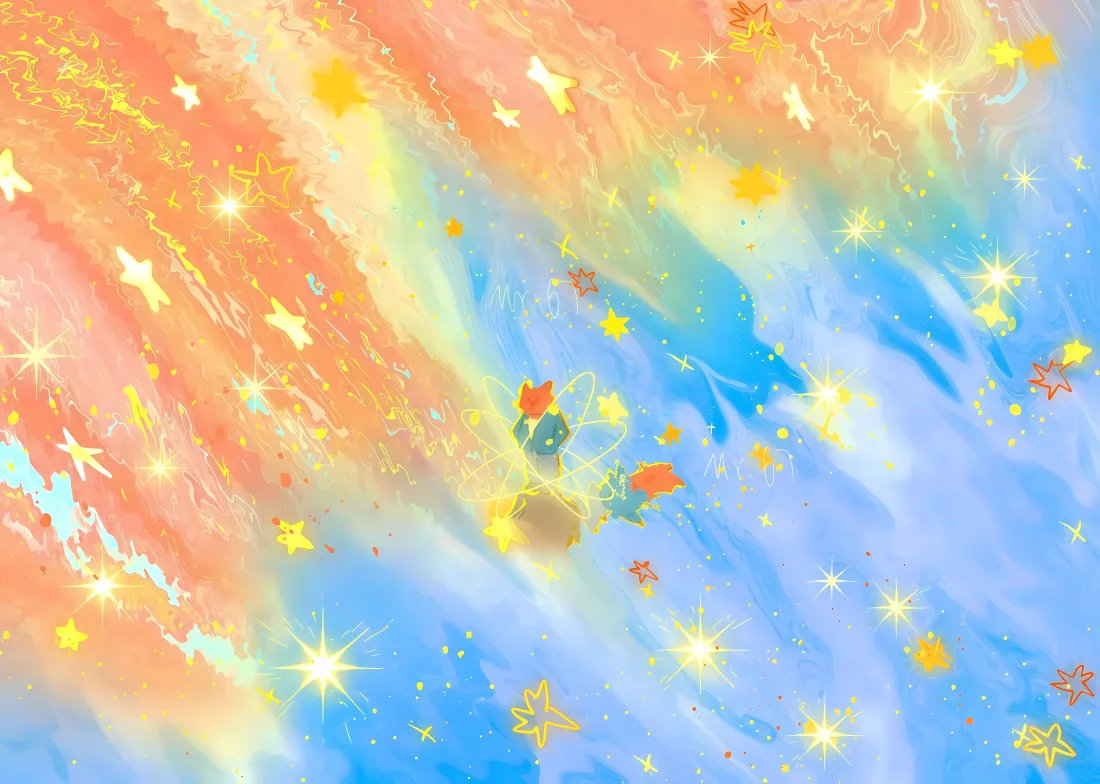 5k梦幻渐变水彩壁纸｜闪烁星光背景图片 - 治愈清新插画「哲风壁纸」