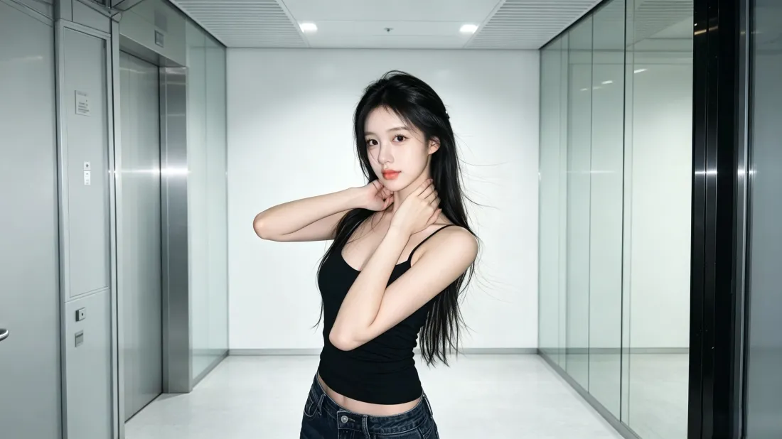 3k气质美女壁纸｜极简办公空间背景图片 - 清冷时尚写真「哲风壁纸」