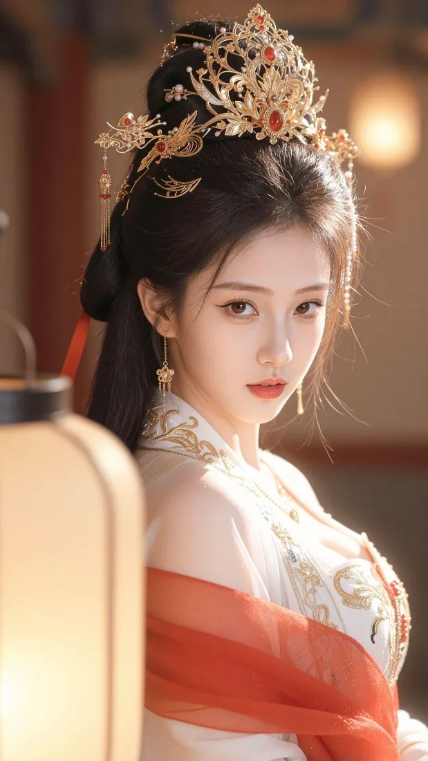 古风汉服美女手机壁纸｜暖光室内背景图片 - 精致头饰氛围感写真「哲风壁纸」