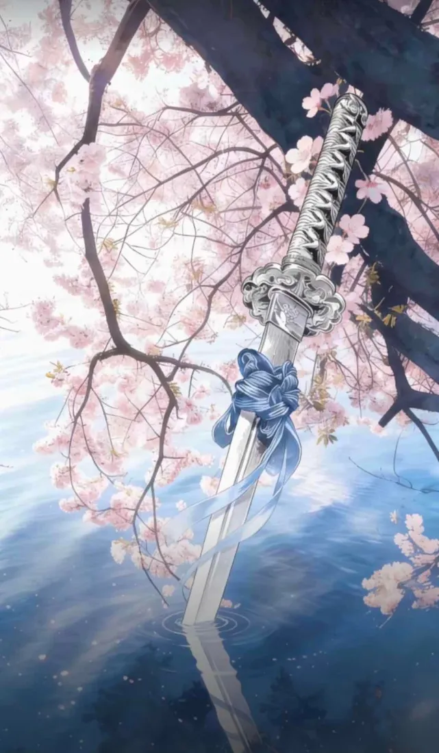 樱花武士刀手机壁纸｜动漫风场景背景图片 - 春日治愈风景「哲风壁纸」