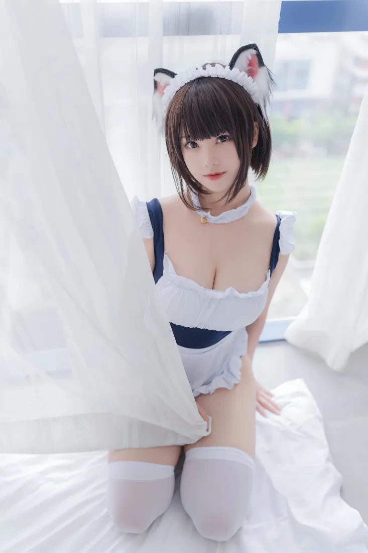 蜜汁猫裘手机壁纸｜猫耳女仆背景图片 - 死库水性感写真「哲风壁纸」