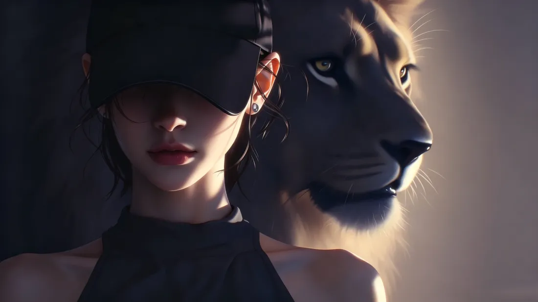 3k人狮融合创意壁纸｜氛围感光影背景图片 - 艺术插画「哲风壁纸」