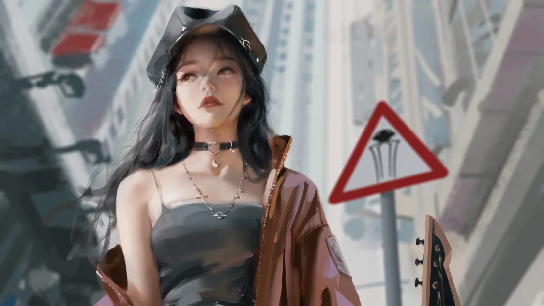 4k鬼刀风玲壁纸｜城市街景背景图片 - WLOP原创插画「哲风壁纸」