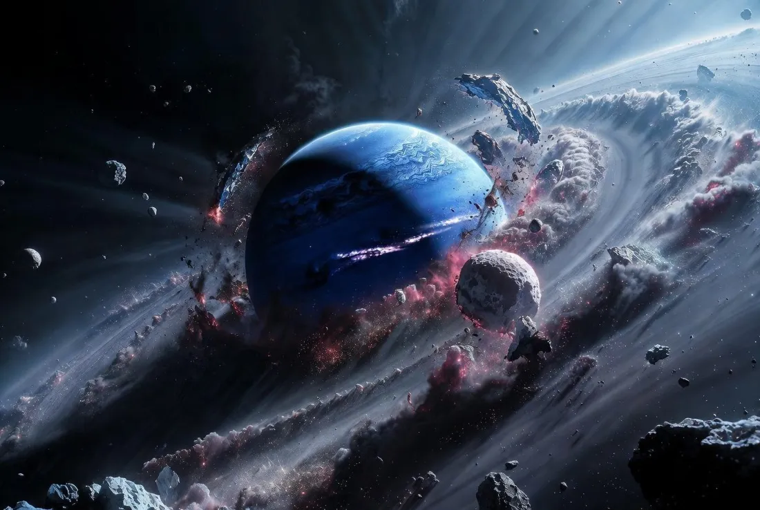 2k宇宙星球壁纸｜科幻深空背景图片 - 陨石星环「哲风壁纸」