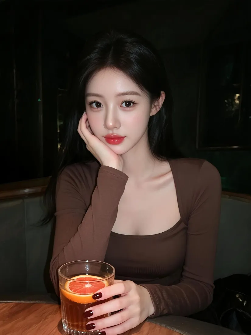 气质美女手机壁纸｜暗调持饮氛围感背景图片 - 高清手机「哲风壁纸」