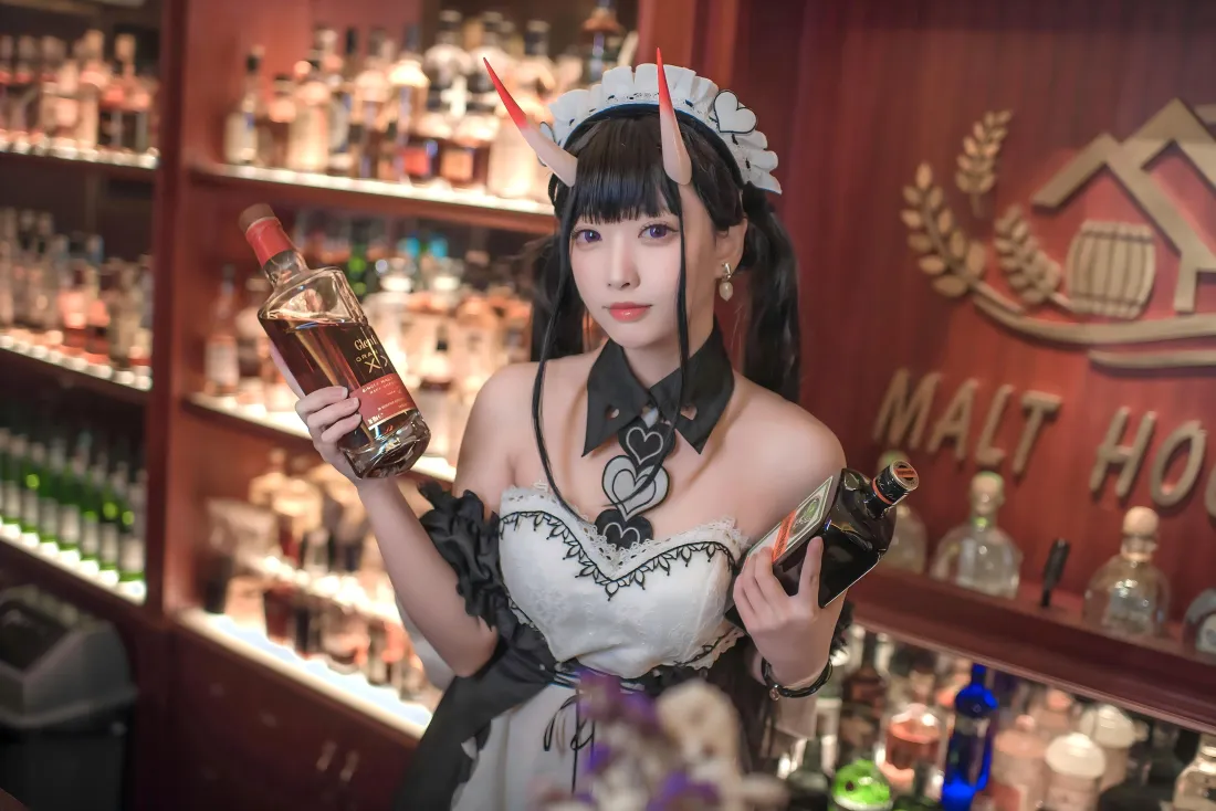 7k女仆cos壁纸｜酒吧场景背景图片 - 高颜值真人写真「哲风壁纸」
