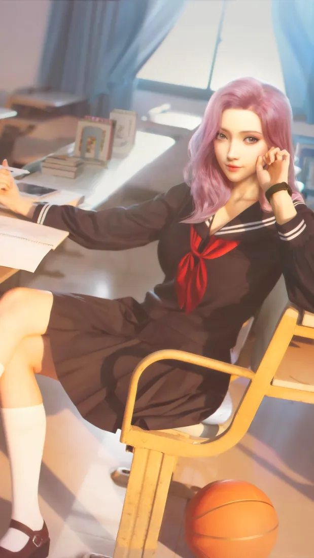 穿越火线手机壁纸｜jk制服少女背景图片 - 教室场景「哲风壁纸」