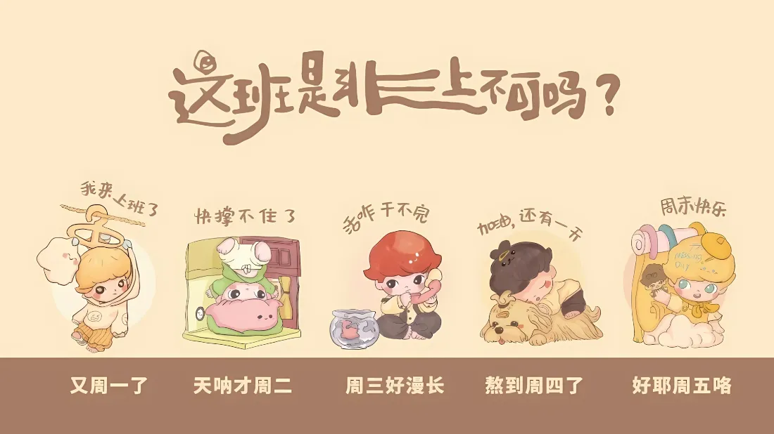 2k卡通打工人壁纸｜工作分区背景图片 - 一周上班状态「哲风壁纸」