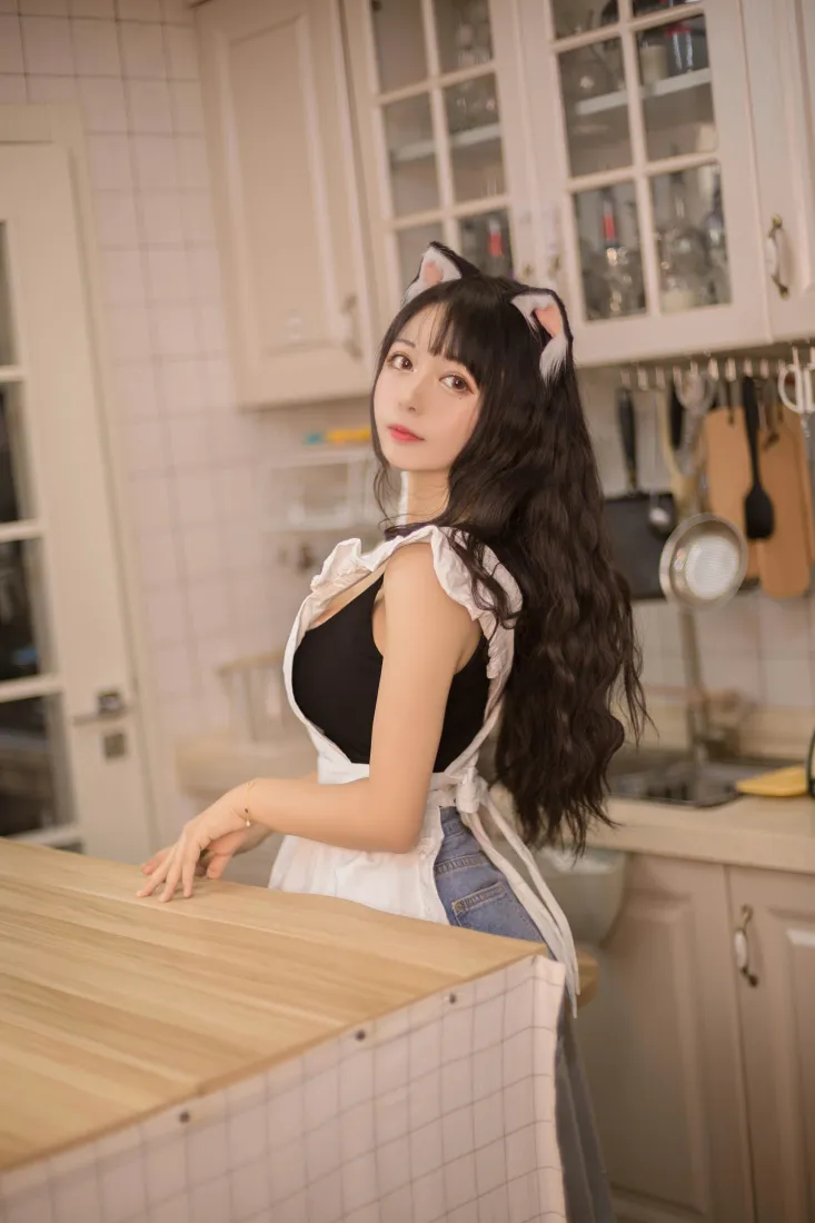 黑猫猫OvO手机壁纸｜厨房场景背景图片 - 猫耳女仆小厨娘「哲风壁纸」