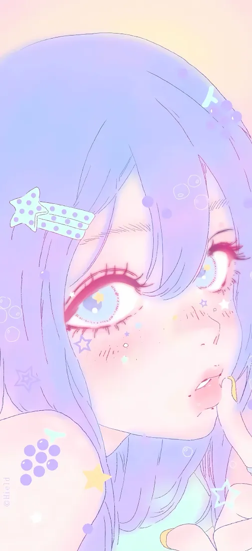 紫发动漫少女手机壁纸｜清新插画背景图片 - 软萌可爱「哲风壁纸」