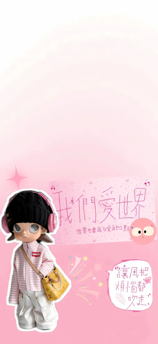 Q版女孩手机壁纸｜粉色软萌背景图片 - 可爱卡通插画「哲风壁纸」