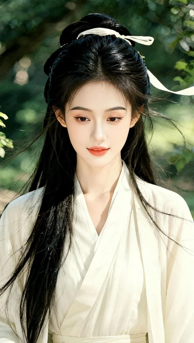 古风美女手机壁纸｜汉服树林背景图片 - 清冷氛围感「哲风壁纸」