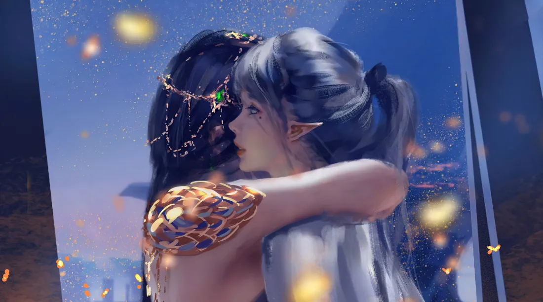 7k鬼刀海琴烟风玲壁纸｜星空孔明灯背景图片 - 二次元插画「哲风壁纸」