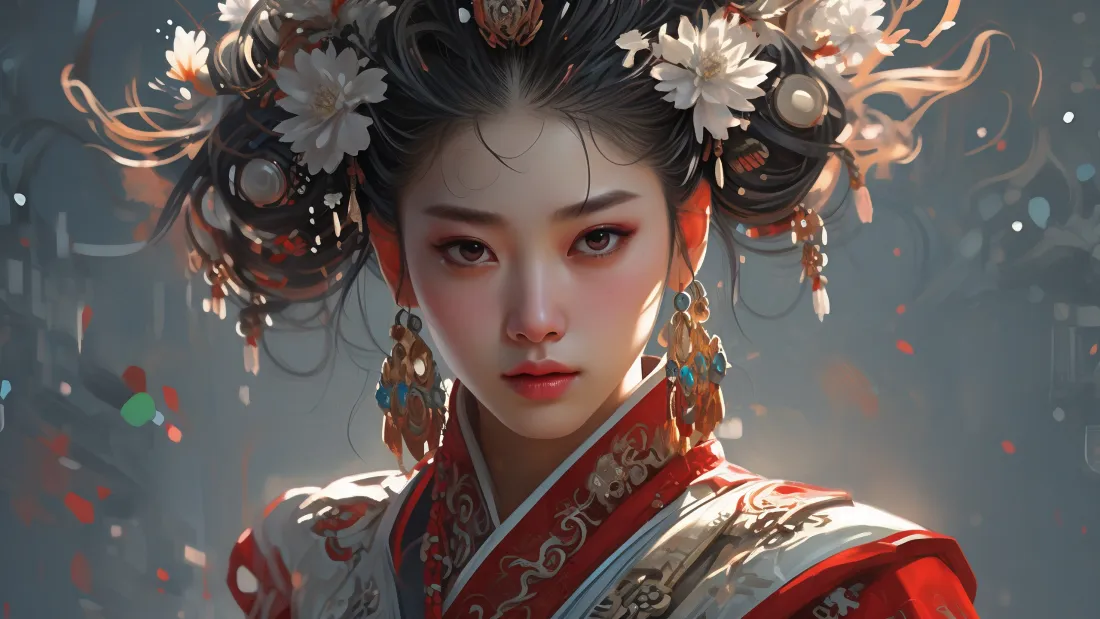 3k红衣古装美女壁纸｜国风汉服人物背景图片 - 魅力迷人「哲风壁纸」