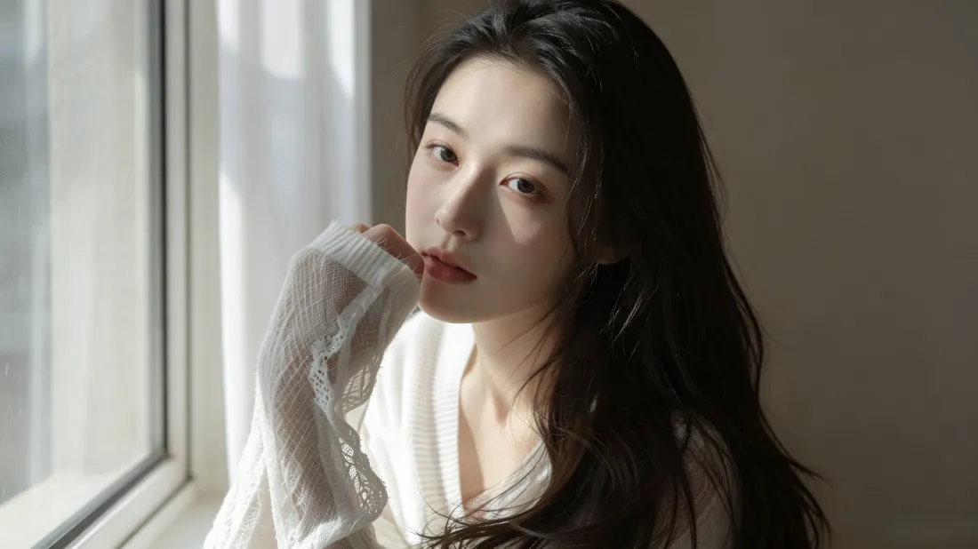 3k气质美女壁纸｜居家窗边背景图片 - 温柔氛围感写真「哲风壁纸」