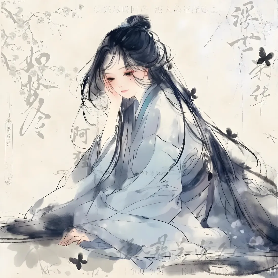 古风少女手机壁纸｜水墨国风背景图片 - 清冷小众插画「哲风壁纸」