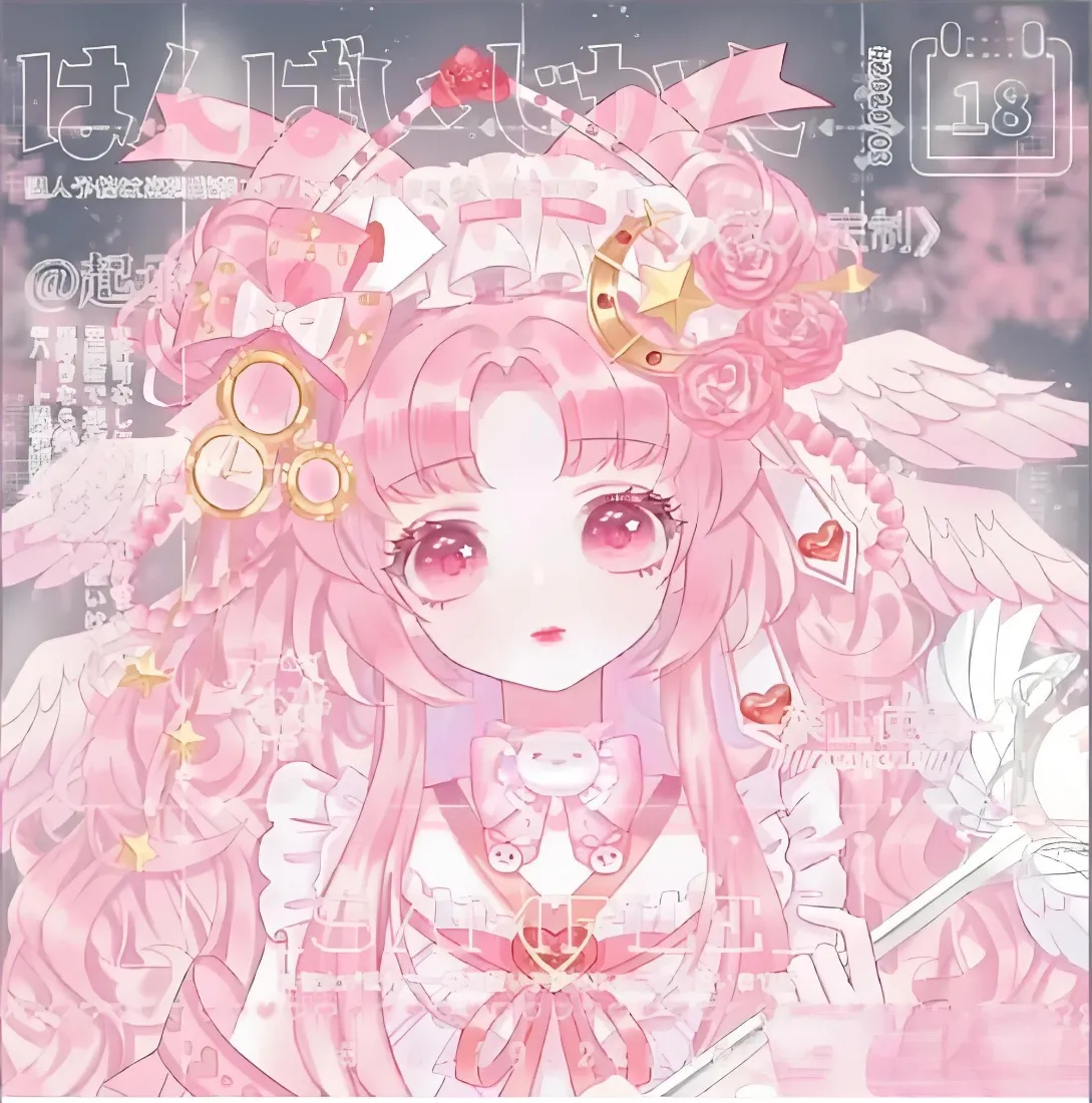 粉发天使少女手机壁纸｜洛丽塔风格背景图片 - 小众二次元插画「哲风壁纸」