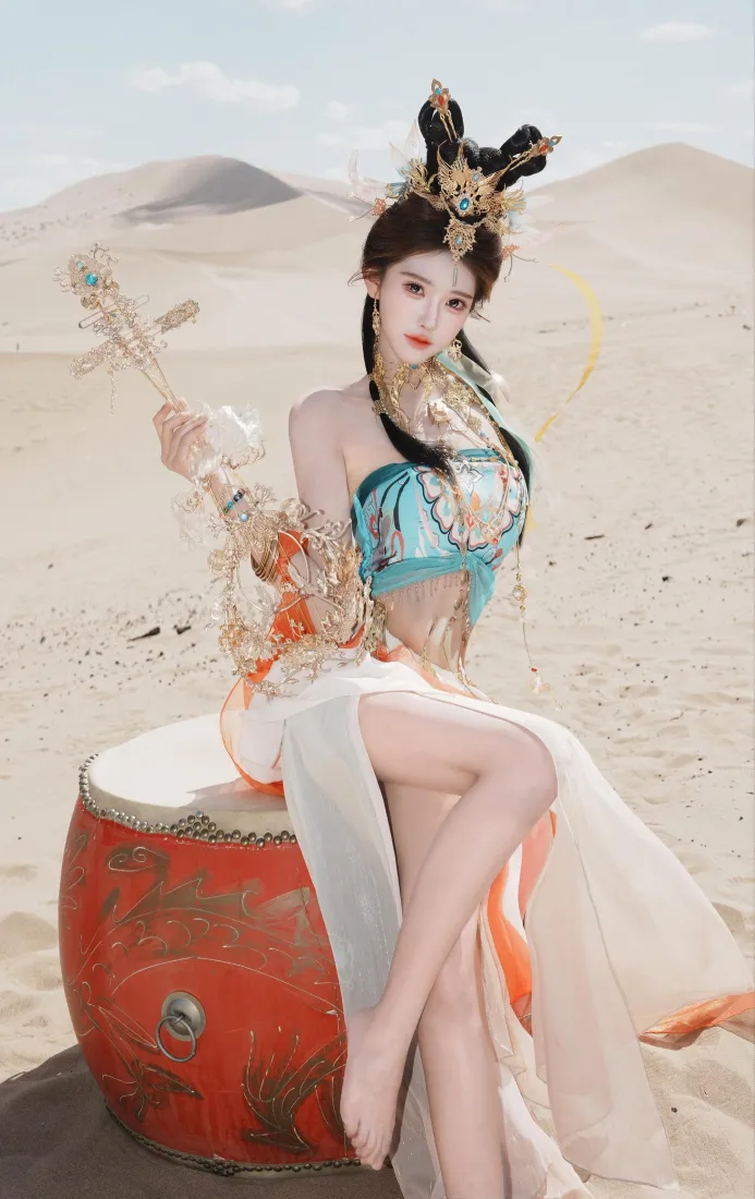 敦煌飞天美女手机壁纸｜沙漠古风背景图片 - 西域风写真「哲风壁纸」