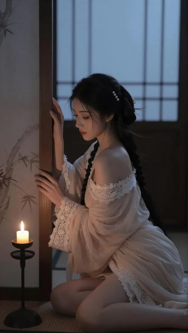 古风少女手机壁纸｜烛火室内背景图片 - 温柔氛围感人像「哲风壁纸」