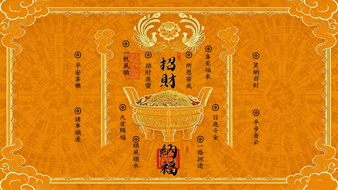 4k招财纳福壁纸｜国风聚宝盆背景图片 - 吉祥喜庆「哲风壁纸」