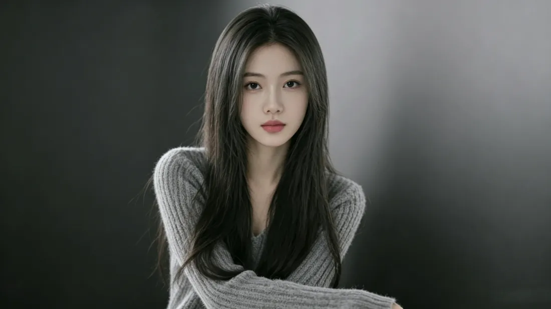 3k清冷美女壁纸｜灰色调质感背景图片 - 氛围感高级人像写真「哲风壁纸」