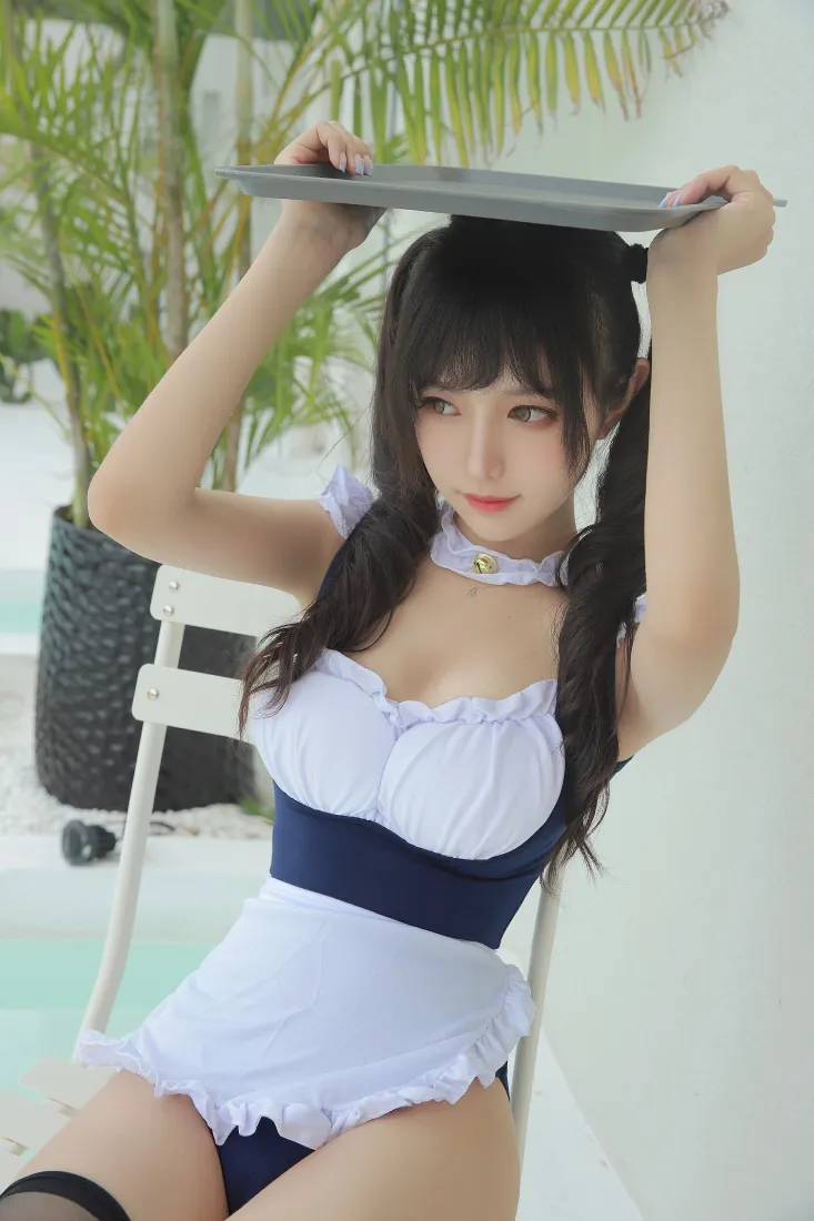 Shika小鹿鹿手机壁纸｜女仆死库水背景图片 - 双马尾少女写真「哲风壁纸」
