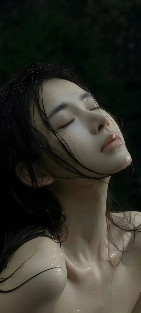 湿发美女手机壁纸｜清冷氛围感背景图片 - 暗调人像「哲风壁纸」