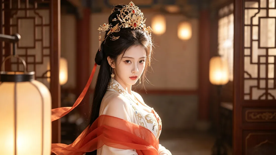 3k古风汉服美女壁纸｜中式古宅暖光背景图片 - 氛围感写真「哲风壁纸」