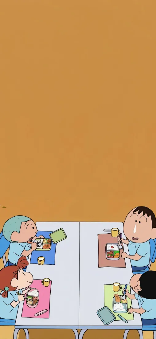 蜡笔小新手机壁纸｜幼稚园用餐场景背景图片 - 可爱卡通「哲风壁纸」
