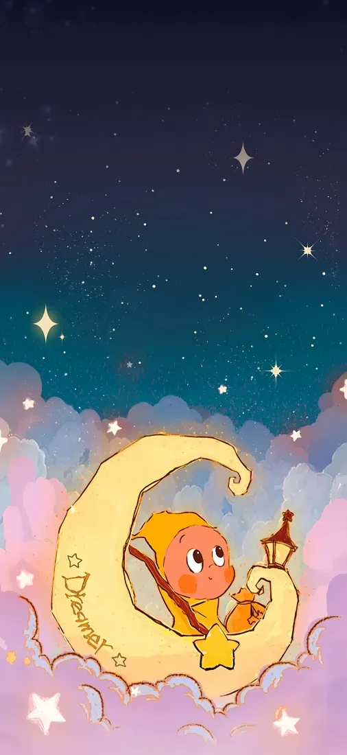 星星人泡泡玛特手机壁纸｜星空云朵背景图片 - 可爱卡通「哲风壁纸」