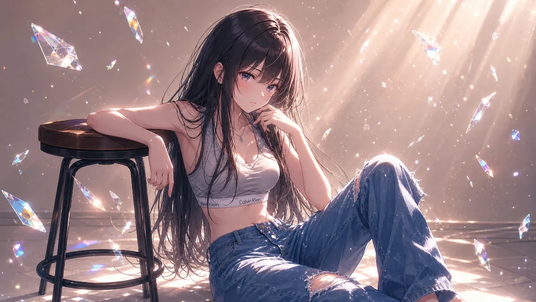 2k二次元长发少女壁纸｜光影氛围感背景图片 - 穿搭插画「哲风壁纸」
