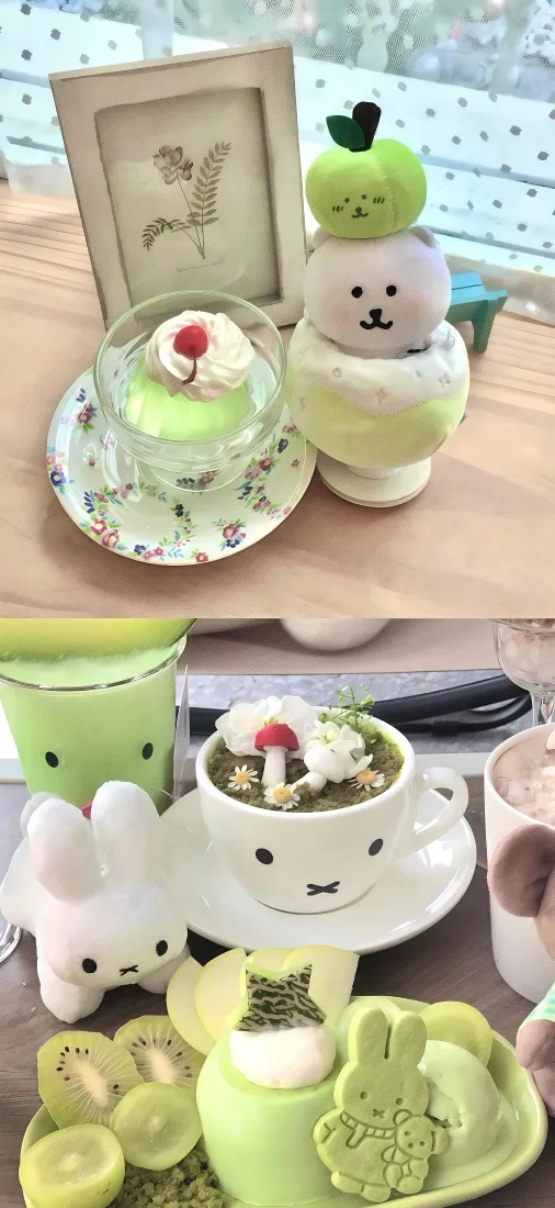 米菲兔手机壁纸｜青绿色治愈背景图片 - 可爱桌面手作摆件「哲风壁纸」