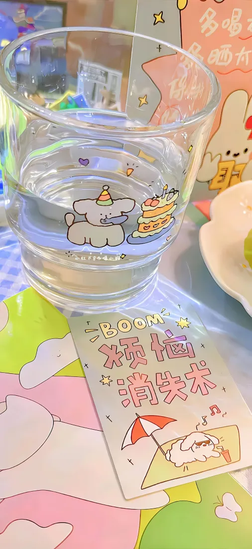 可爱卡通大象手机壁纸｜玻璃杯居家背景图片 - 治愈生活好物「哲风壁纸」