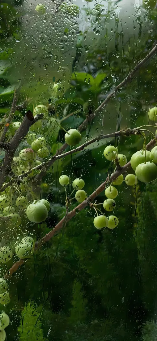 青枣手机壁纸｜雨后果园背景图片 - 清新绿色鲜果「哲风壁纸」