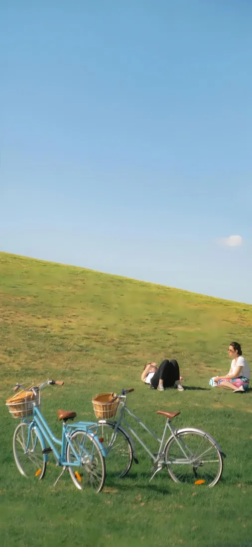草地郊游手机壁纸｜蓝天青草坡背景图片 - 休闲惬意「哲风壁纸」