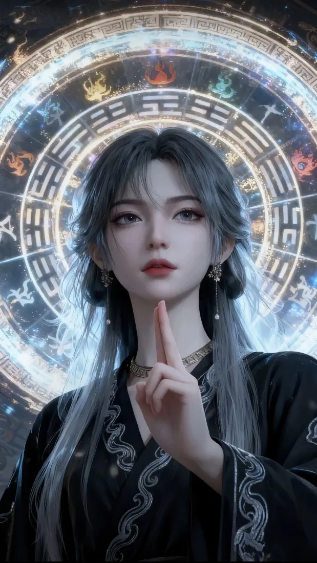 凡人修仙传女修手机壁纸｜古风法阵背景图片 - 清冷玄衣美人「哲风壁纸」