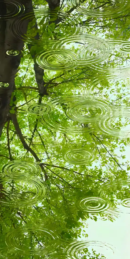 绿树倒影手机壁纸｜水面波纹背景图片 - 清新自然「哲风壁纸」