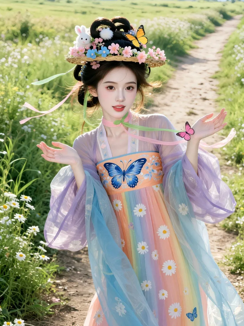 汉服少女手机壁纸｜户外草地背景图片 - 清新古风写真「哲风壁纸」