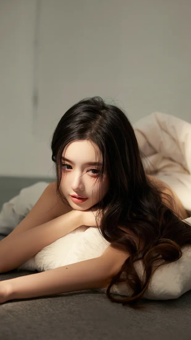 慵懒美女手机壁纸｜居家卧室背景图片 - 氛围感真人写真「哲风壁纸」