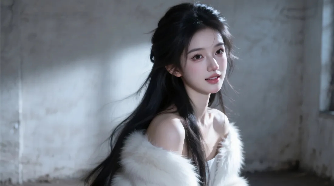 2k长发美女壁纸｜室内光影背景图片 - 清冷皮草气质写真「哲风壁纸」