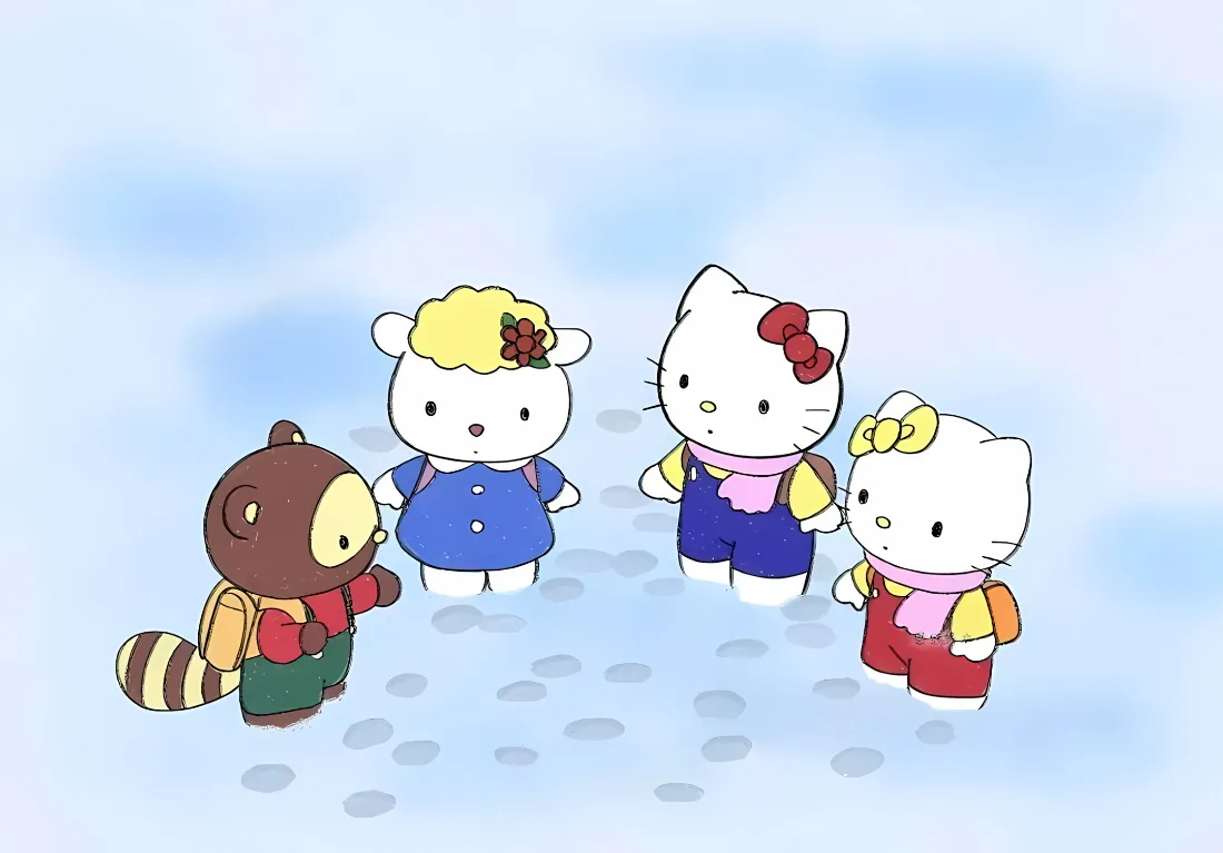2k凯蒂猫壁纸｜冬日下雪背景图片 - 萌趣伙伴雪地互动「哲风壁纸」