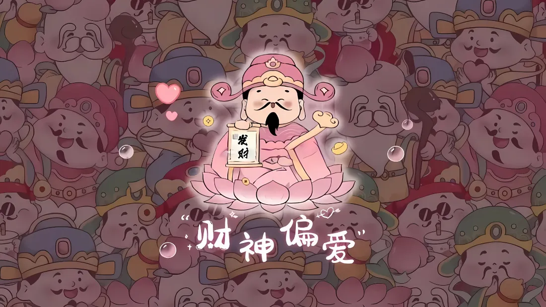 2kQ版粉色财神壁纸｜喜庆国风背景图片 - 发财好运「哲风壁纸」