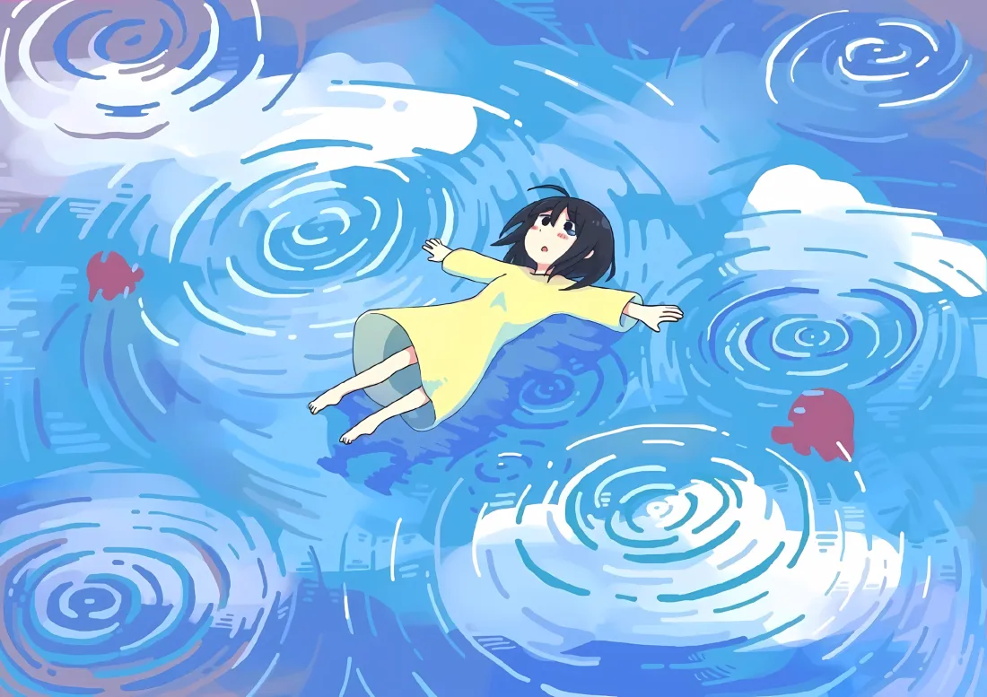 3k动漫少女壁纸｜湖水雨点涟漪背景图片 - 治愈日系手绘「哲风壁纸」