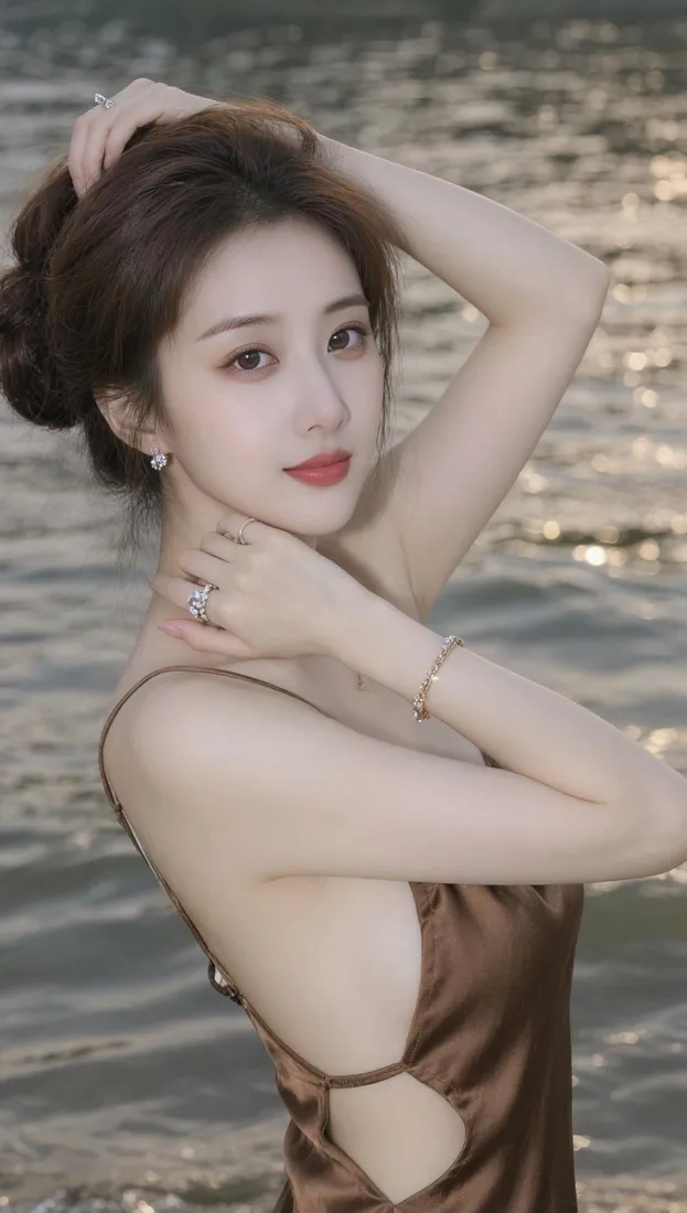 气质美女手机壁纸｜海边背景图片 - 性感露背写真「哲风壁纸」